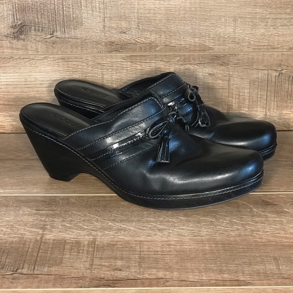 Ecco Leather Clog Mule Women’s 9 Black Slide On Closed Toe EU 40 - Picture 3 of 16